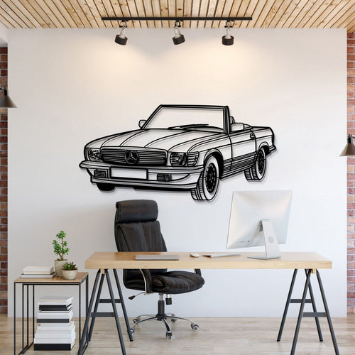 Mercedes-Benz W107 Convertible (1976) Perspectivă  metal wall art – laser-cut 2 mm textured steel with matte powder-coat finish