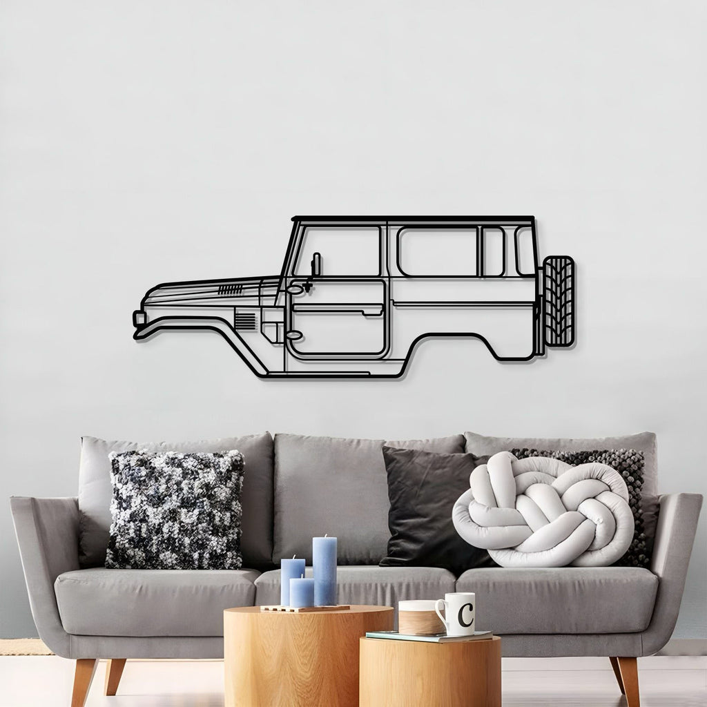 1979 FJ40 rugged off‑road Toyota silhouette metal wall art