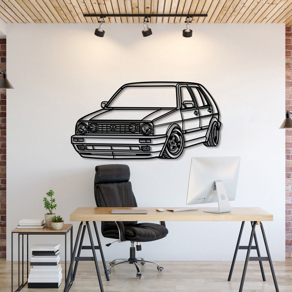 1983 Golf MK2 perspective metal wall art laser cut steel silhouette
