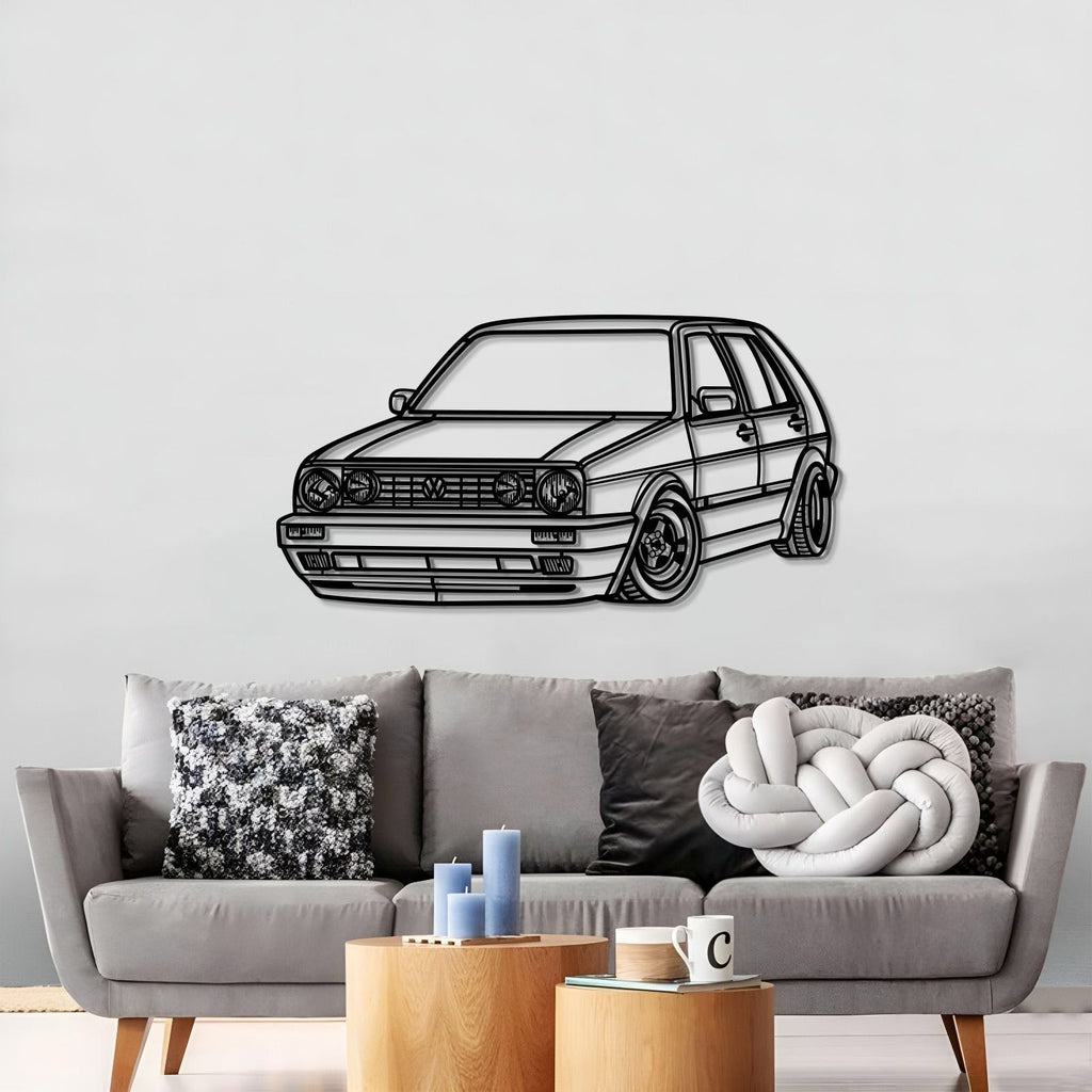 Classic 1983 Golf MK2 perspective metal wall hanging for garage or office