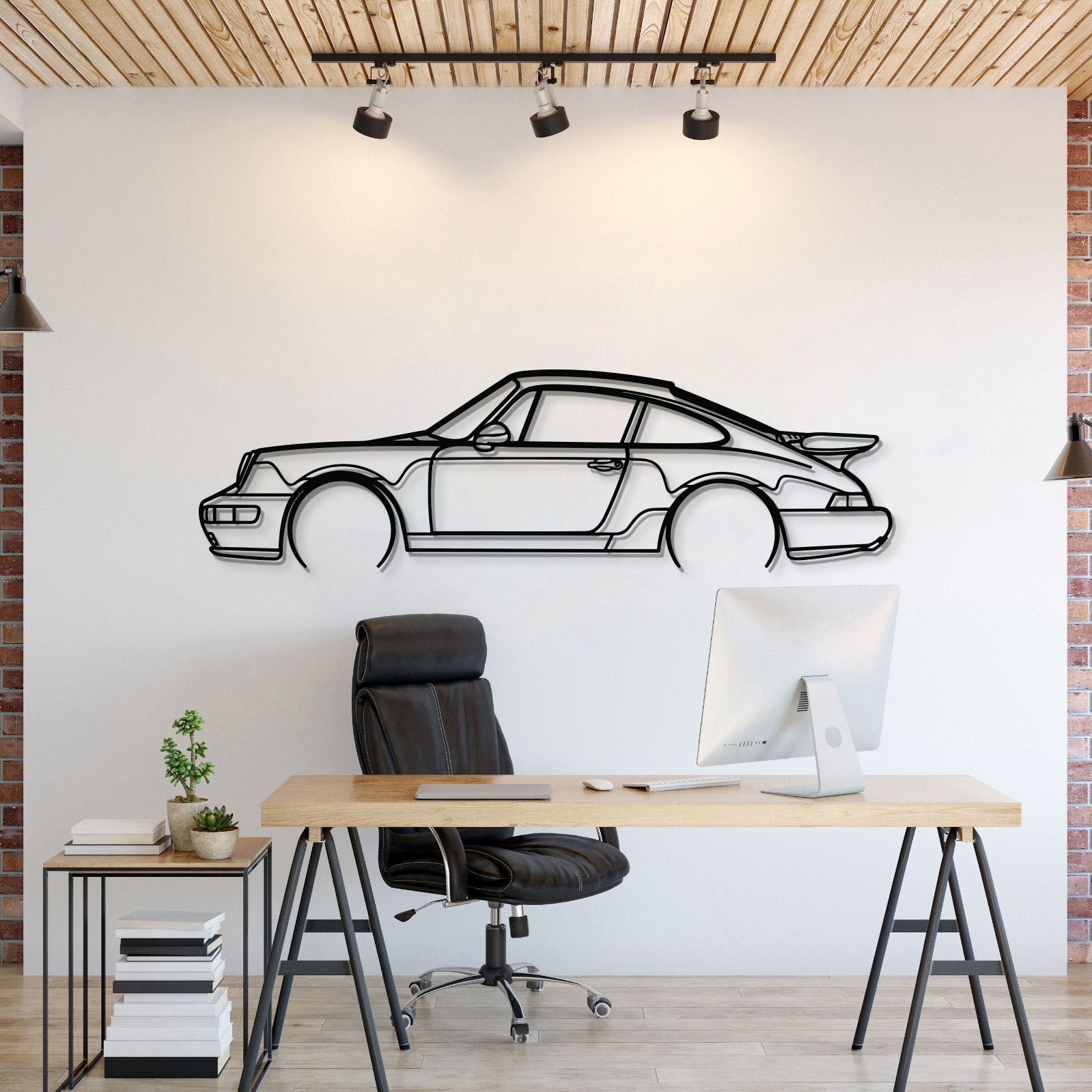 Let the Porsche 964 Turbo silhouette elevate your wall with vintage performance flair