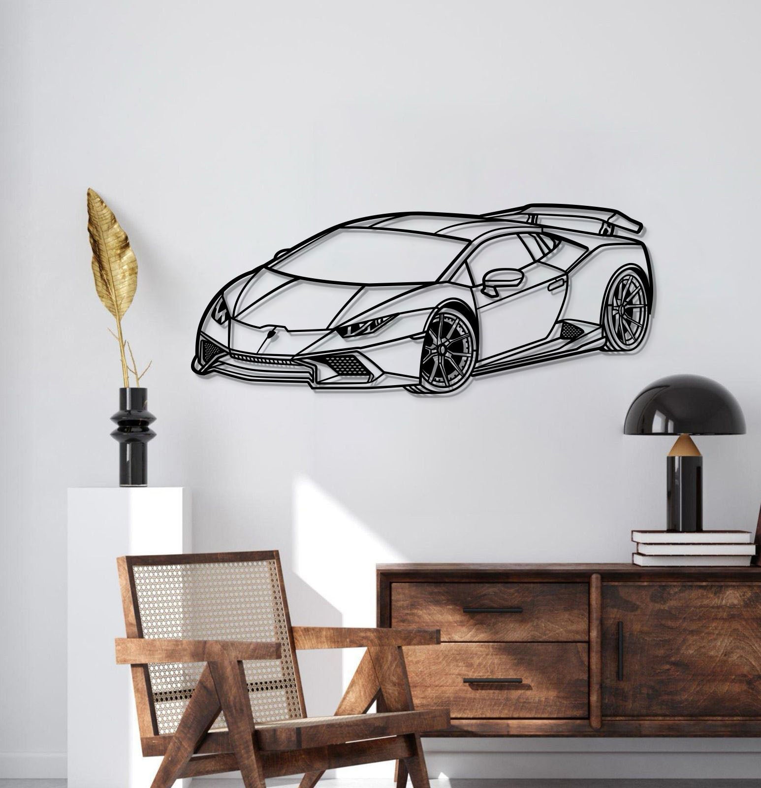 Laser-cut 2005 Lamborghini Huracán perspective metal car wall art for modern garage