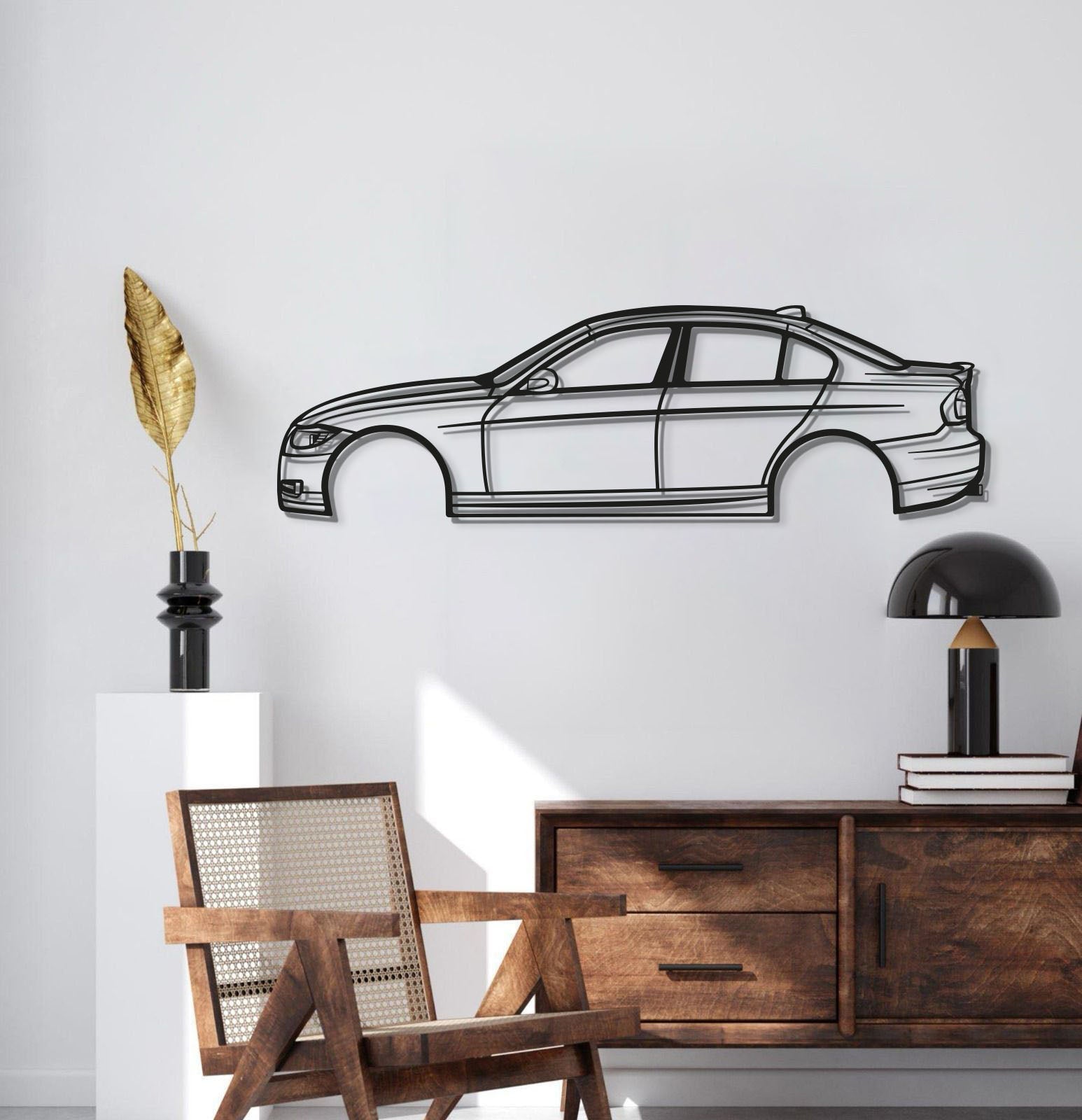 BMW E90 2008 Four Door Sedan Metal Wall Art Decor Piece