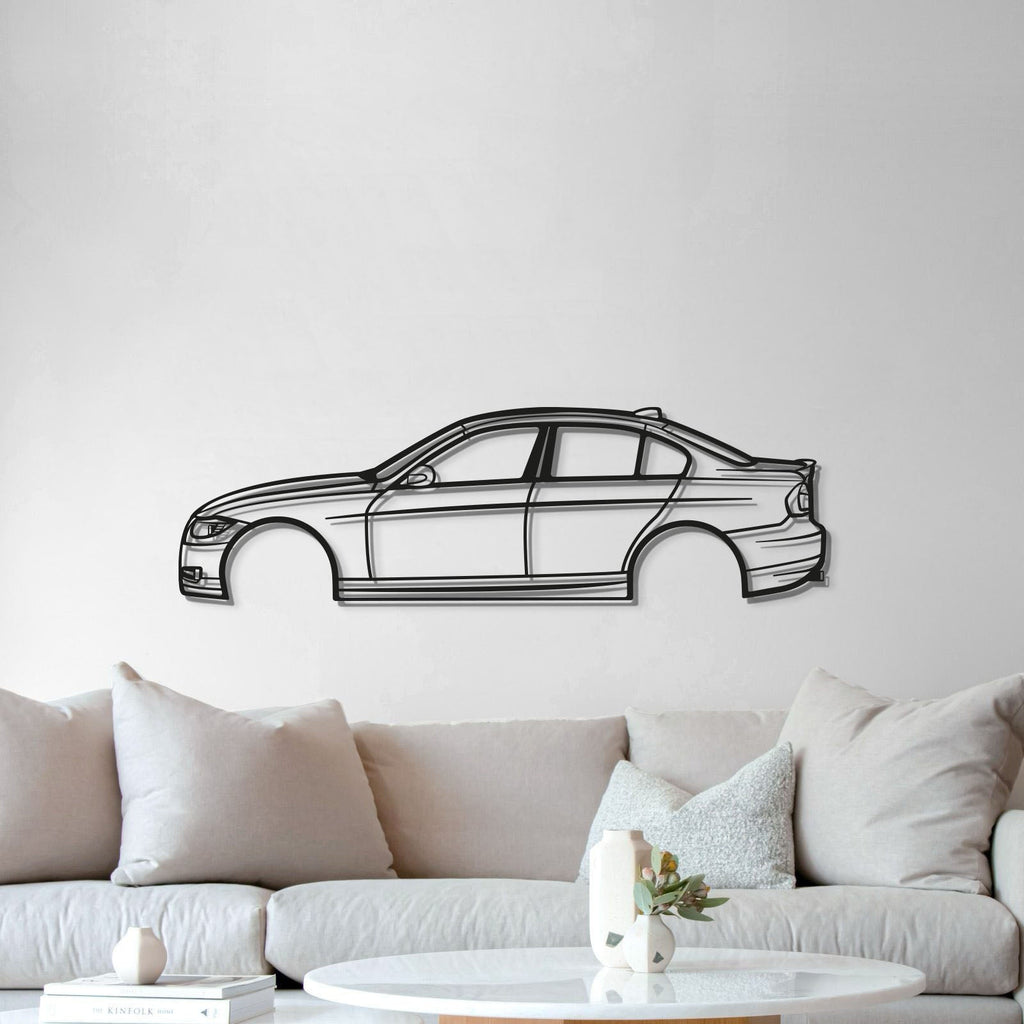 2008 BMW E90 Profile Metal Wall Art for Garage or Office