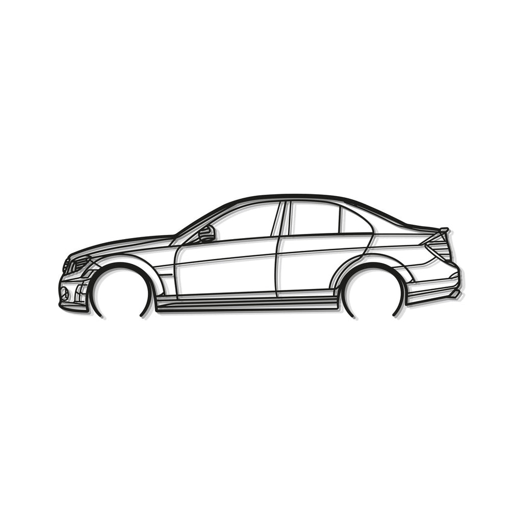 Industrial Style 2009 Mercedes-AMG C63 W204 Metal Wall Decor Minimalist Silhouette