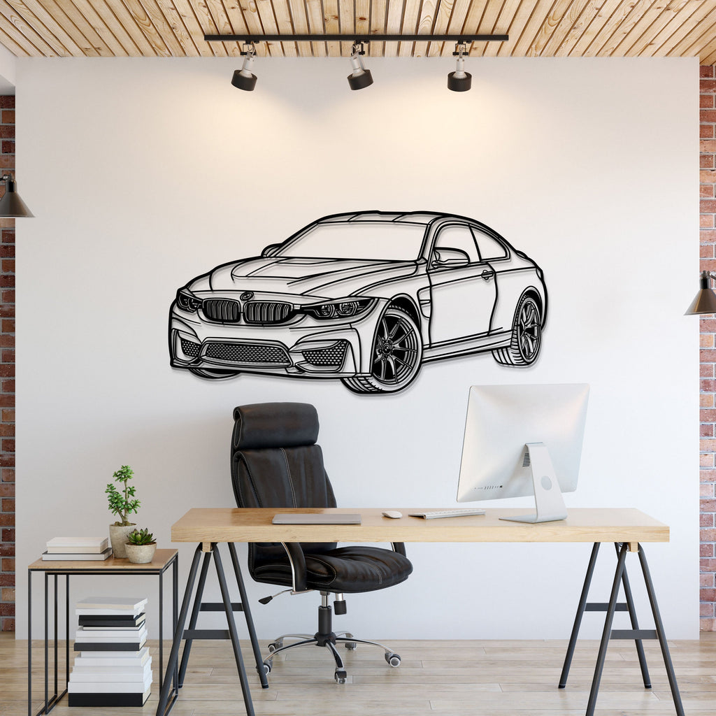 2014 BMW F82 M4 perspective metal wall art – high-performance coupe silhouette décor