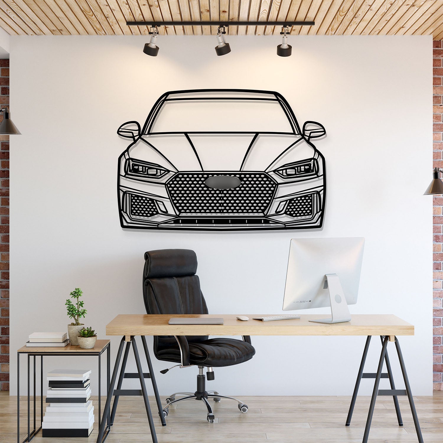 2018 Audi RS5 front view metal wall art – laser‑cut steel silhouette with matte powder‑coat finish
