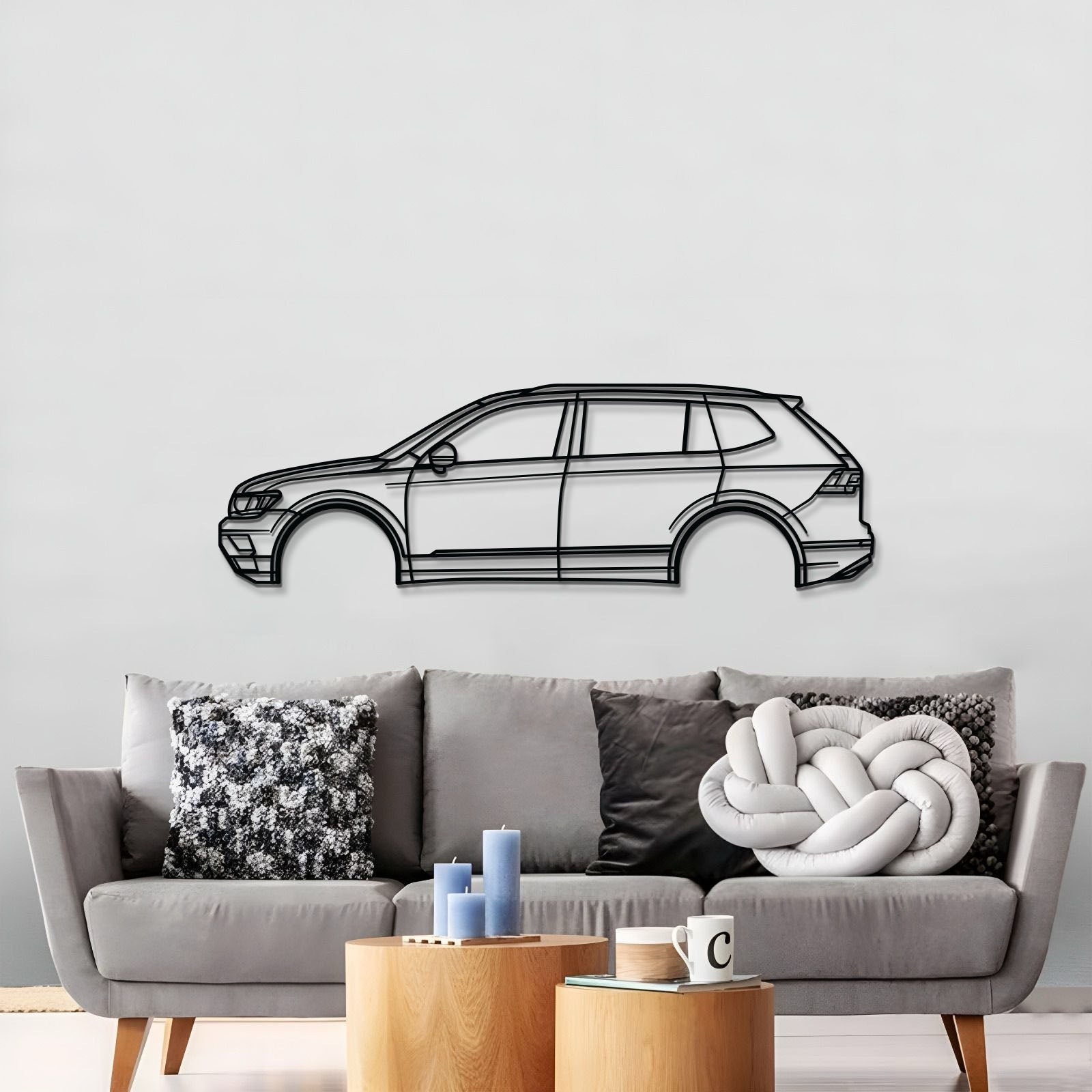 Large 2018 Volkswagen Tiguan 2nd Gen AD BW Wall Art For Garage Or Man Cave