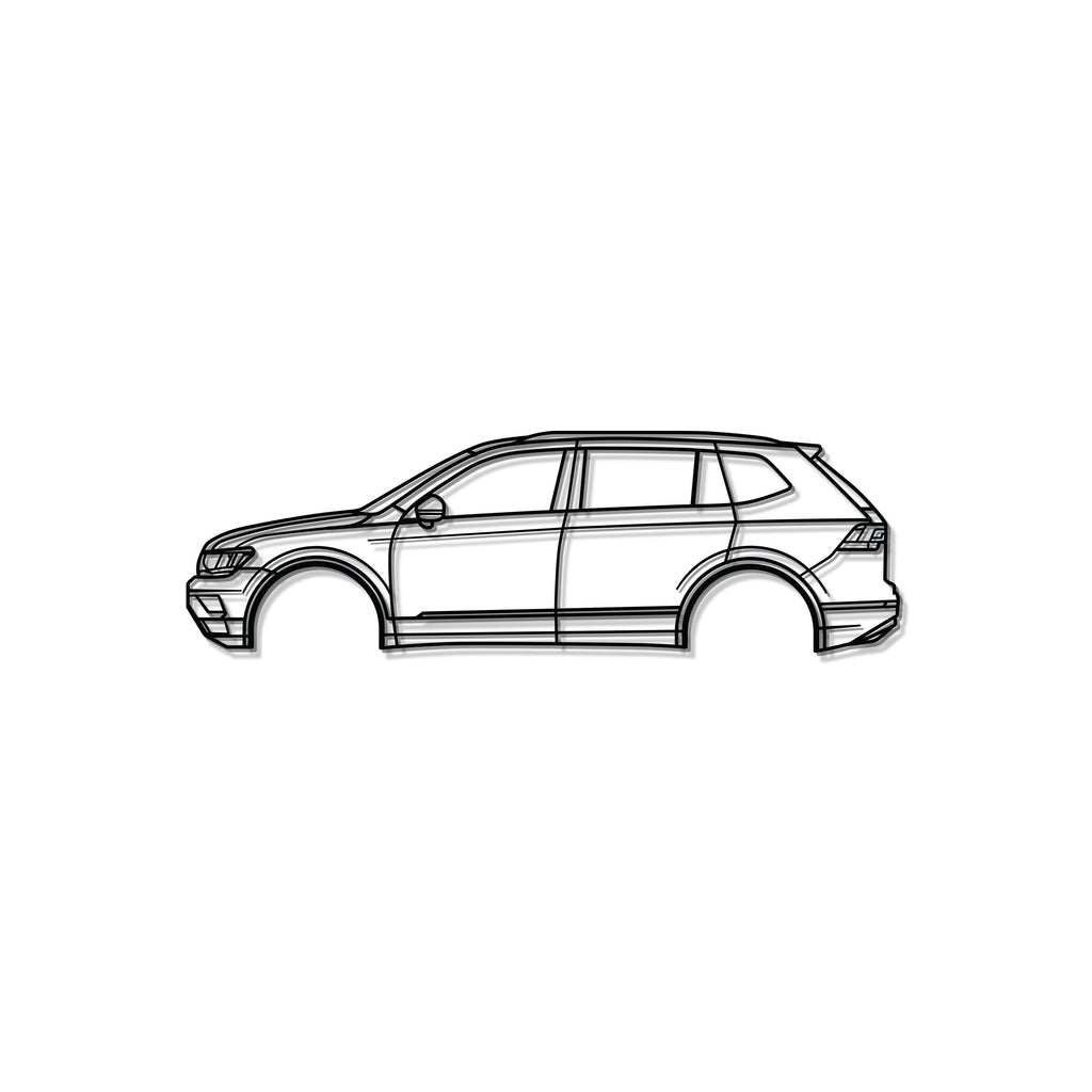 Industrial Style 2018 Volkswagen Tiguan 2nd Gen AD BW Metal Wall Decor Minimalist Silhouette