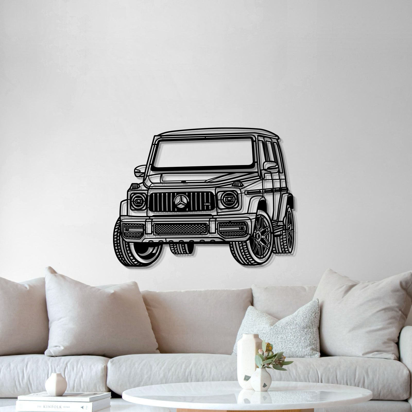 Perspective view of 2019 G63 AMG metal wall art lifted 1 cm for 3D effect
