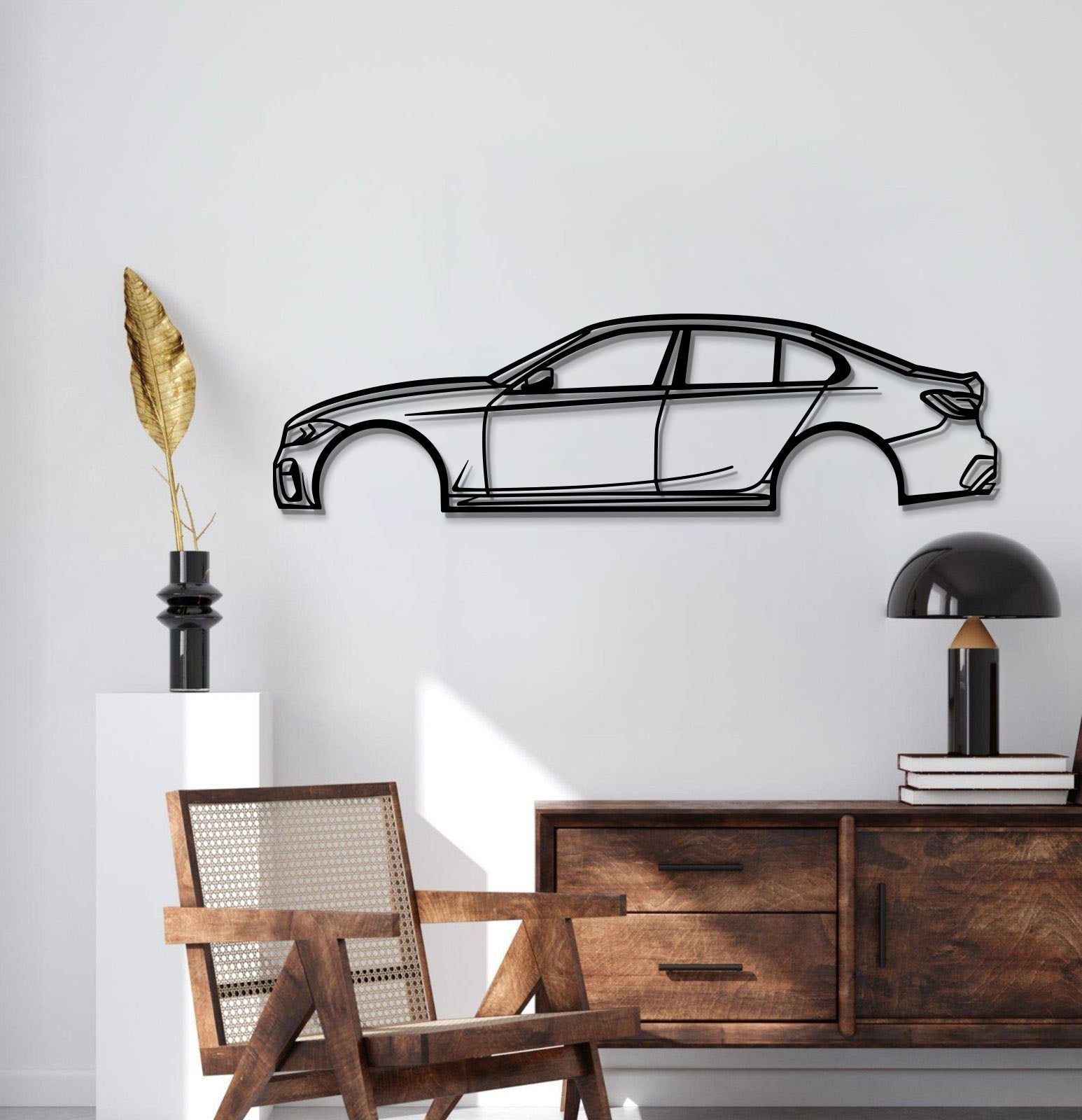 BMW M340i (2020) metal silhouette wall art – laser cut luxury sedan profile