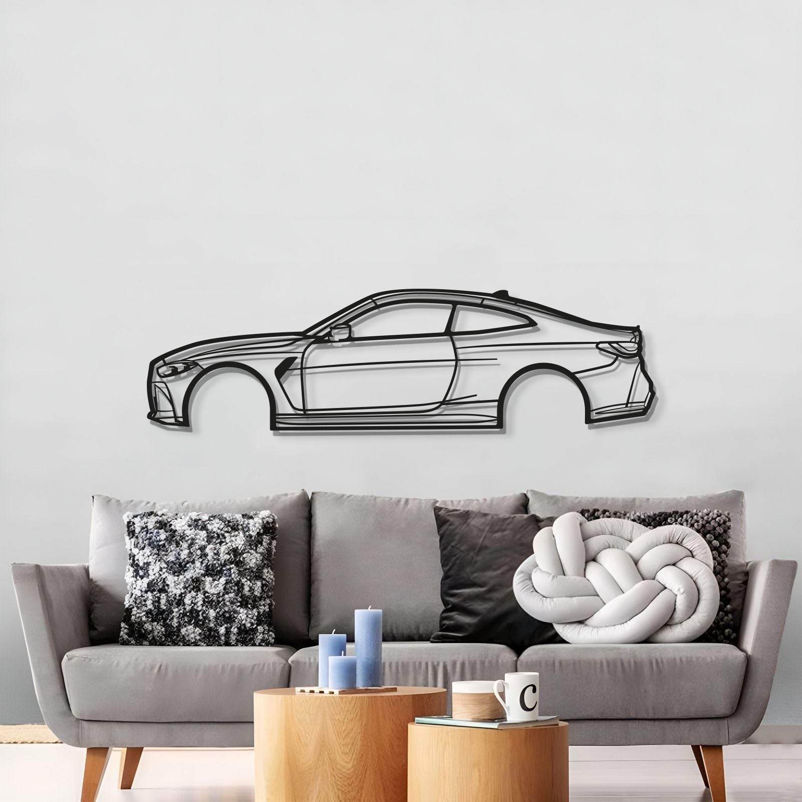 2022 BMW M4 G82 Side Profile Metal Wall Art Decor