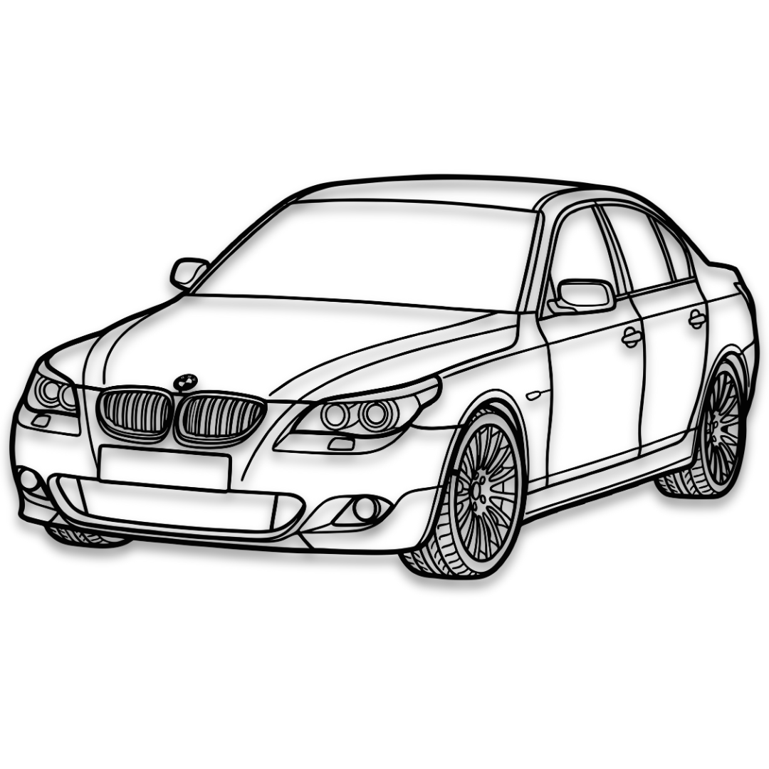 BMW E60 Perspectivă - Tablou Contur Metalic - FOLDART