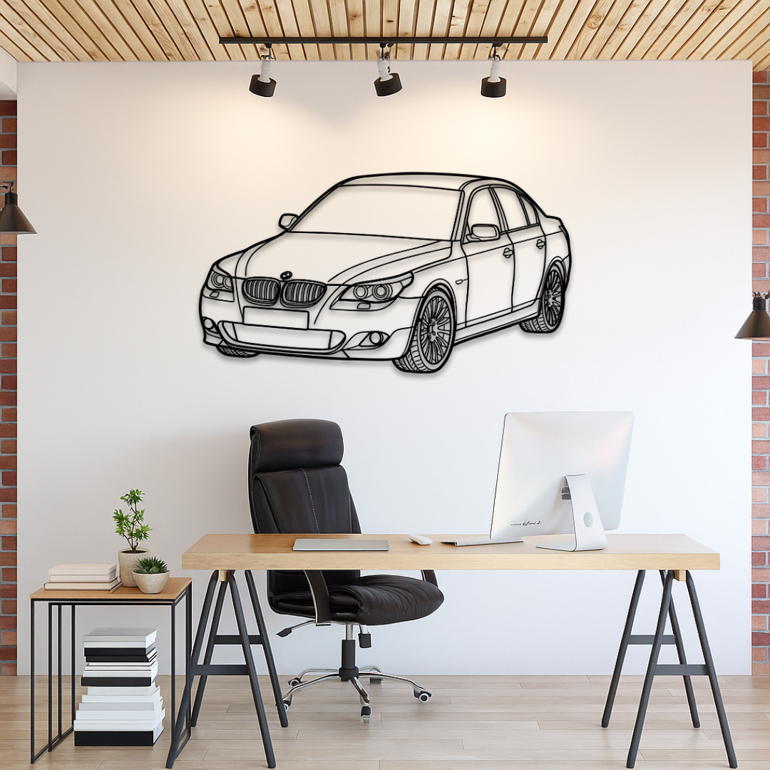 BMW E60 Perspectivă - Tablou Contur Metalic - FOLDART