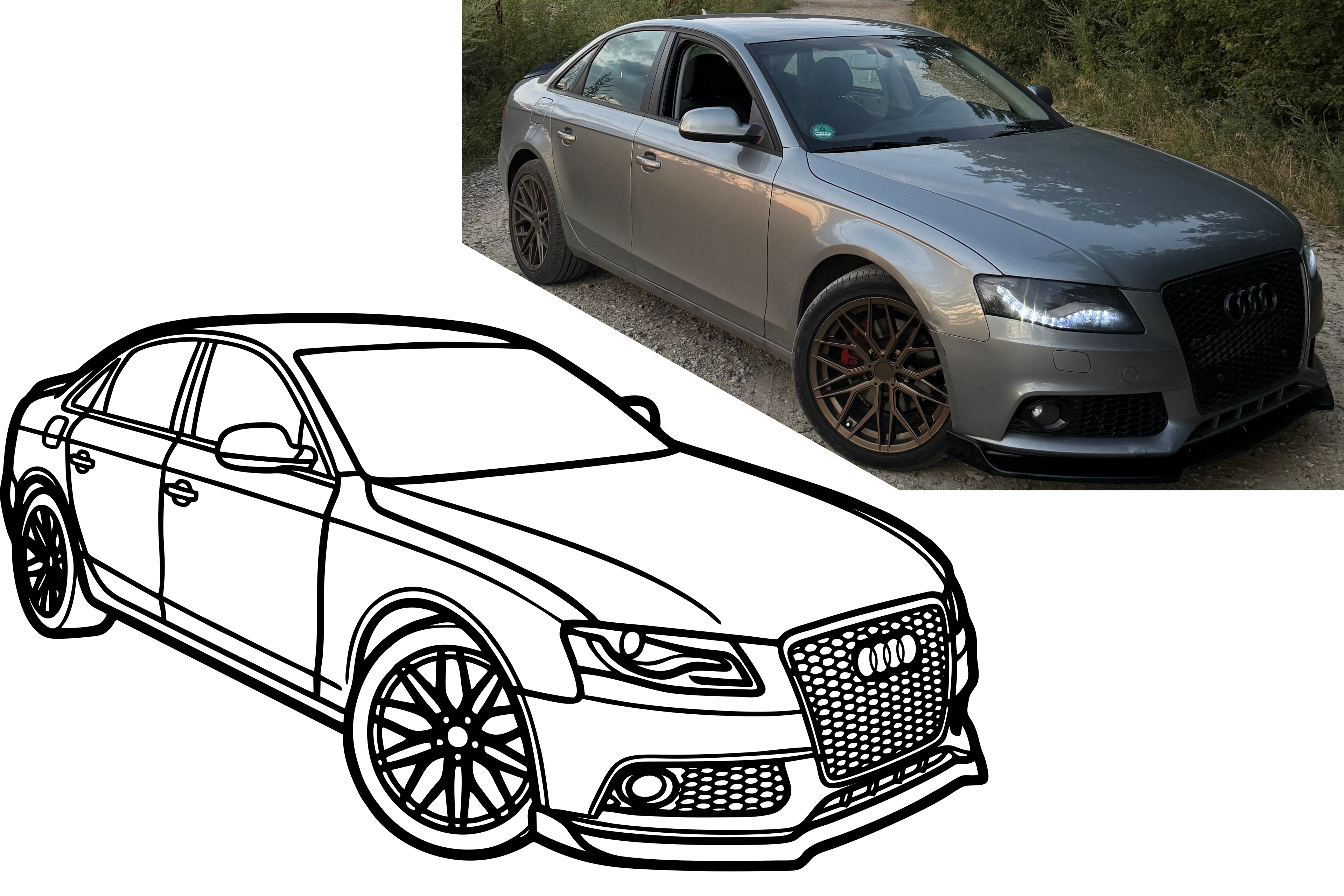 AUDI A4 B7 Perspectiva - Tablou Contur Metalic