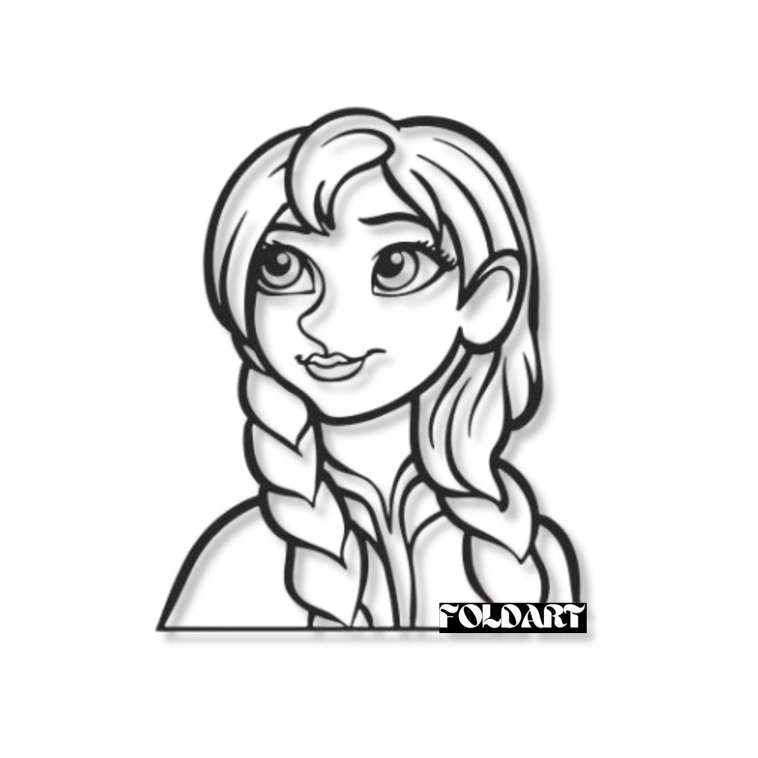 Anna Frozen Portret - Tablou Contur Metalic - FOLDART