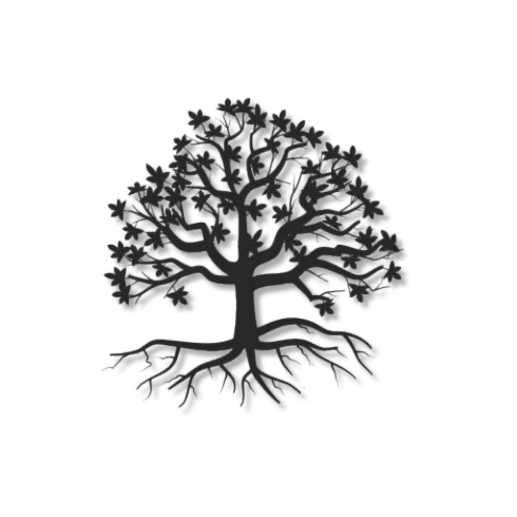Arbore cu radacini si frunze - Tablou Contur Metalic - FOLDART