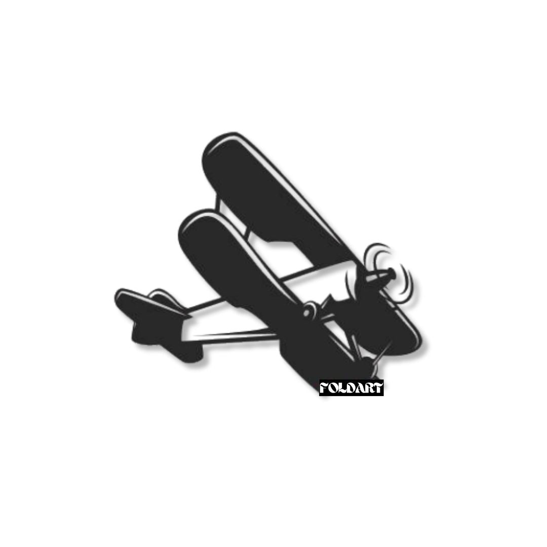 Avion Biplan - Tablou Contur Metalic