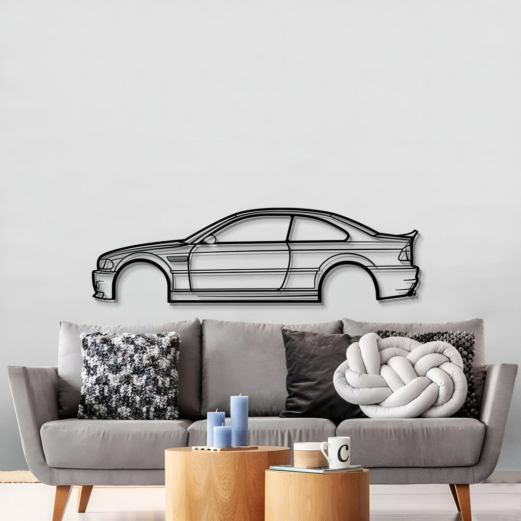 BMW E46 M3 CSL metal wall art in matte finish for man cave