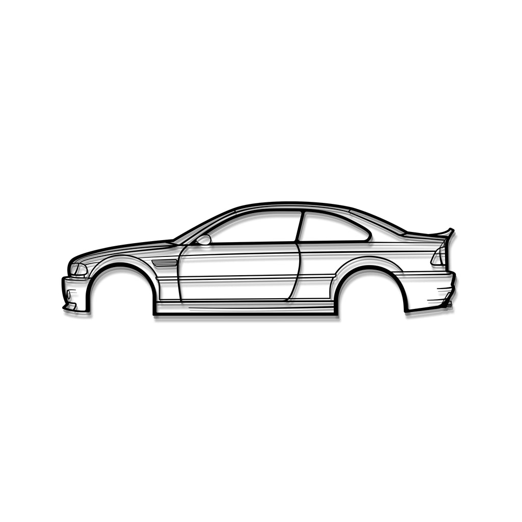 Laser cut steel BMW E46 M3 CSL wall art perfect for racing enthusiasts