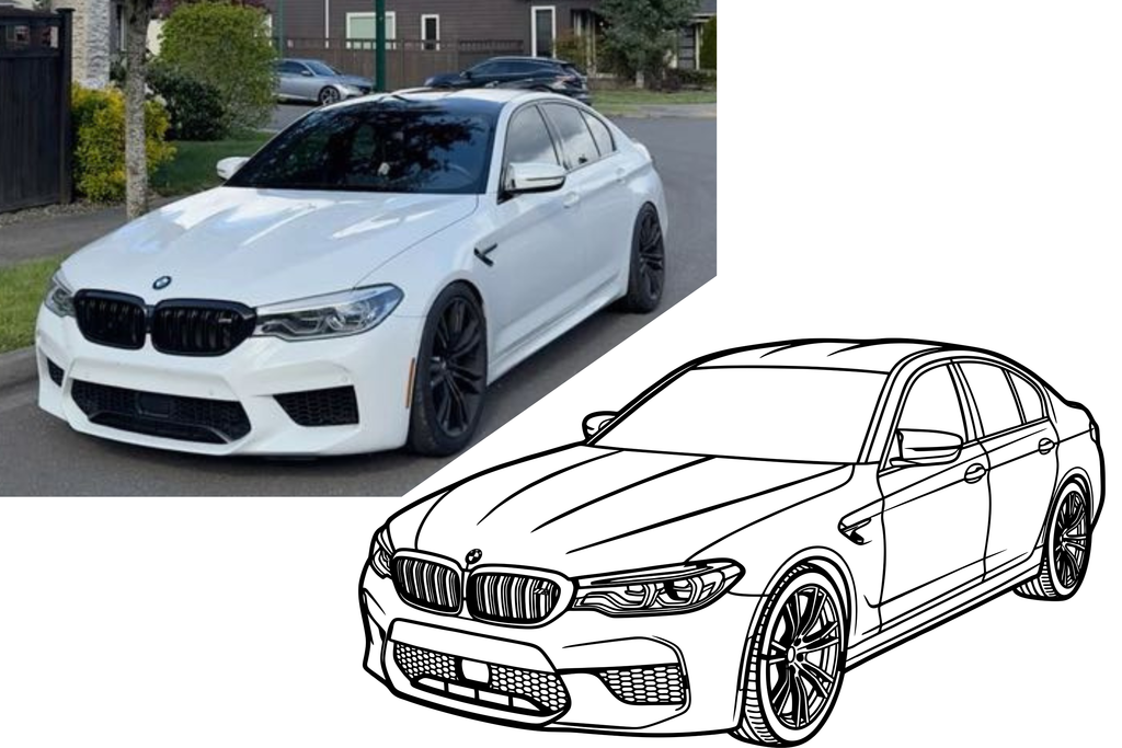 BMW Seria 5 M5 Perspectiva - Tablou Contur Metalic