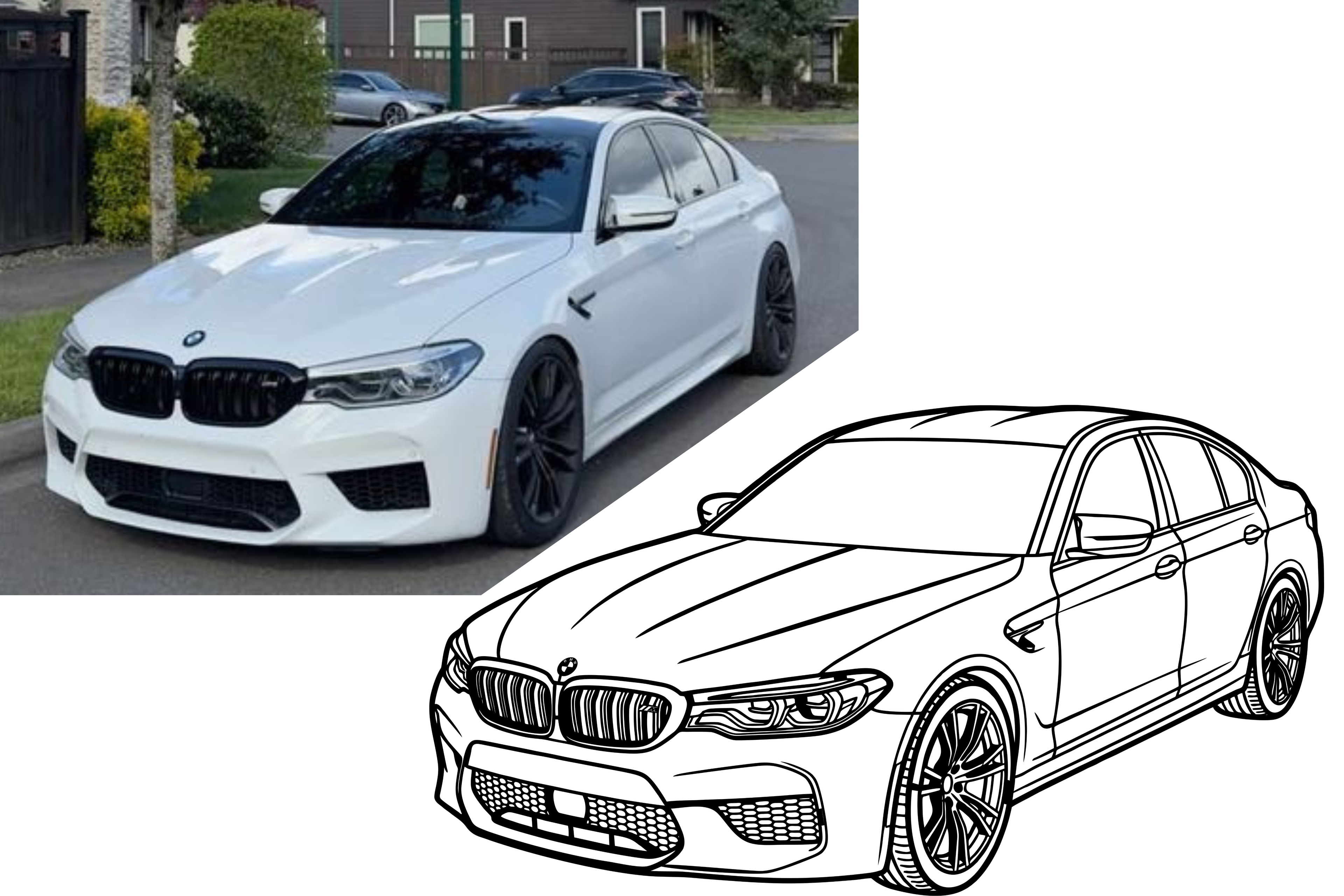 BMW Seria 5 M5 Perspectiva - Tablou Contur Metalic