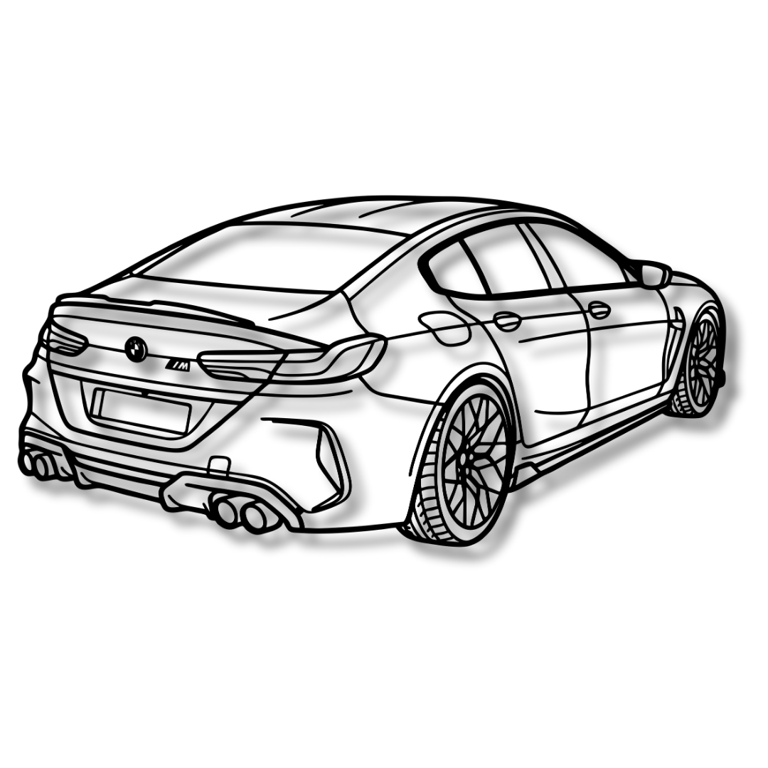BMW M8 Perspectiva Spate - Tablou Contur Metalic