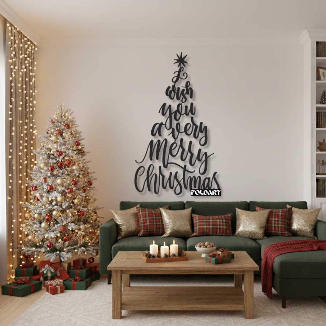 Brad Tipografic Craciun - Tablou Contur Metalic