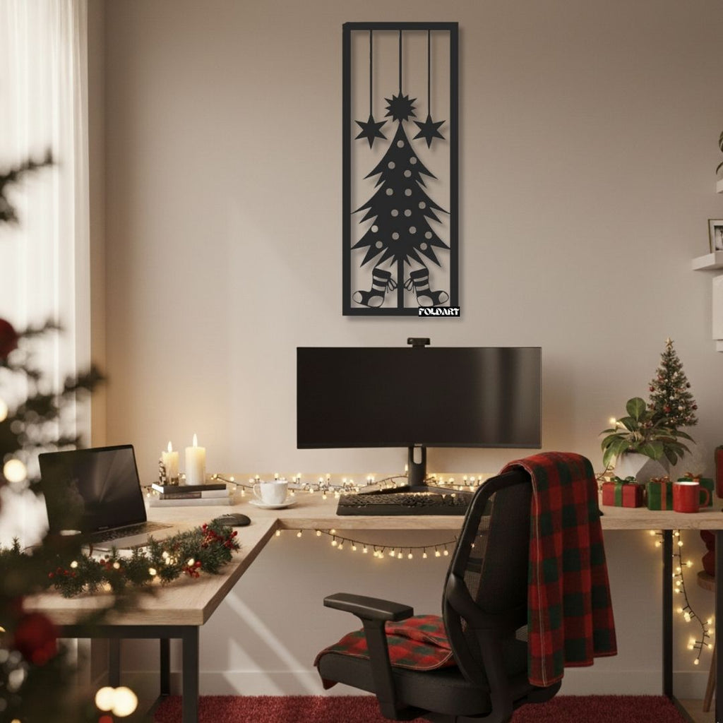 Brad și Stele - Tablou Contur Metalic