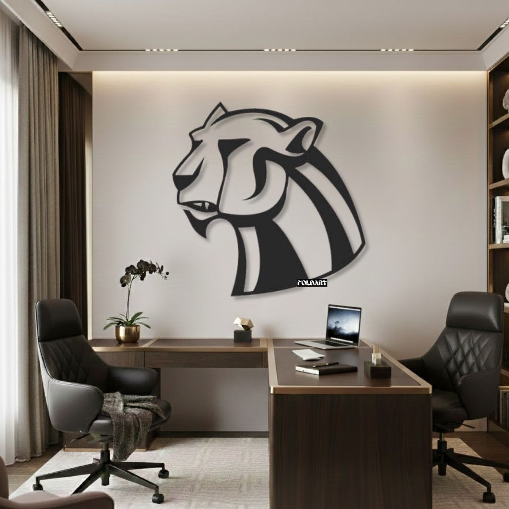 Cap Jaguar Stilizat - Tablou Contur Metalic - FOLDART