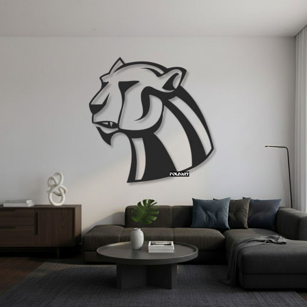Cap Jaguar Stilizat - Tablou Contur Metalic - FOLDART