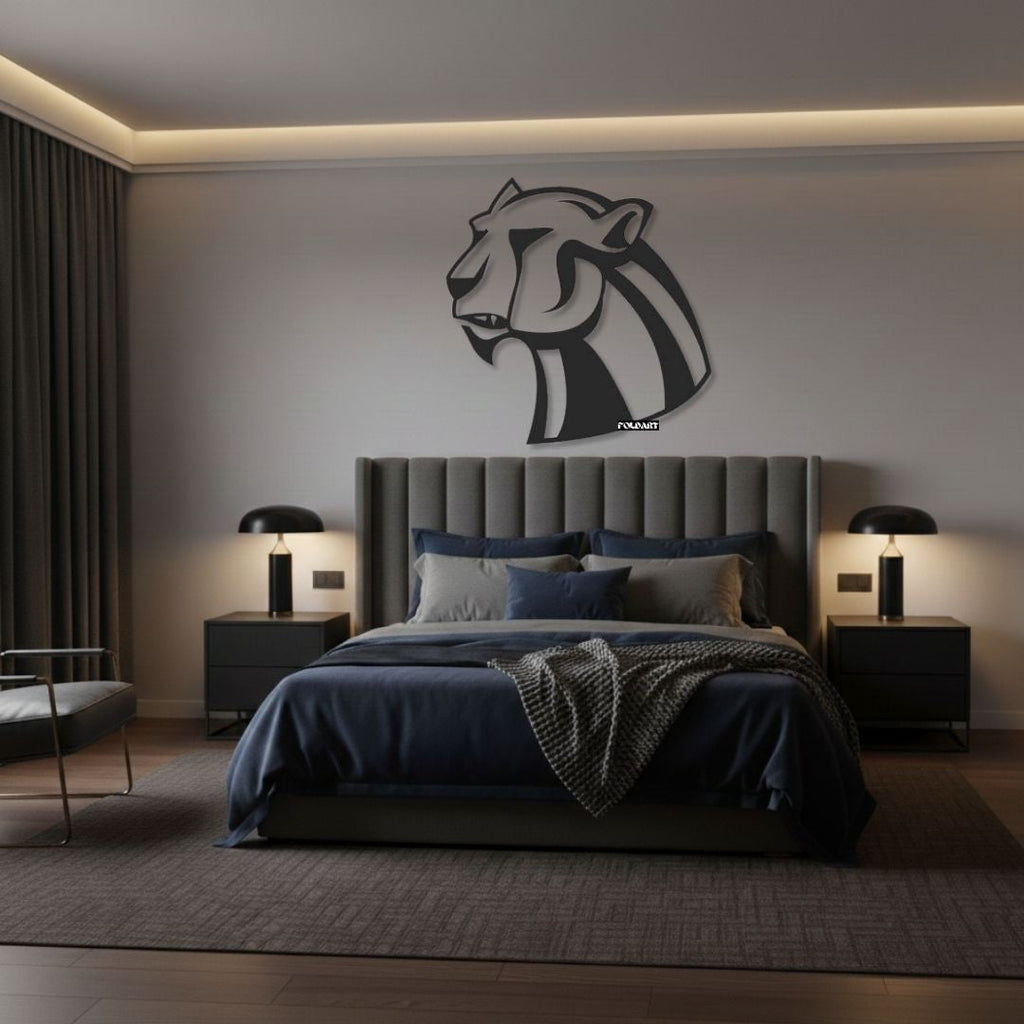 Cap Jaguar Stilizat - Tablou Contur Metalic - FOLDART
