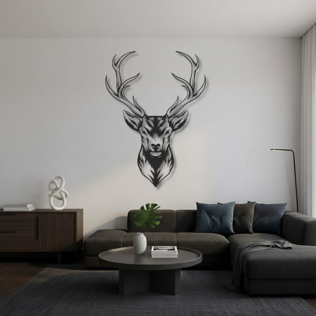 Cap de Cerb Realist - Tablou Contur Metalic