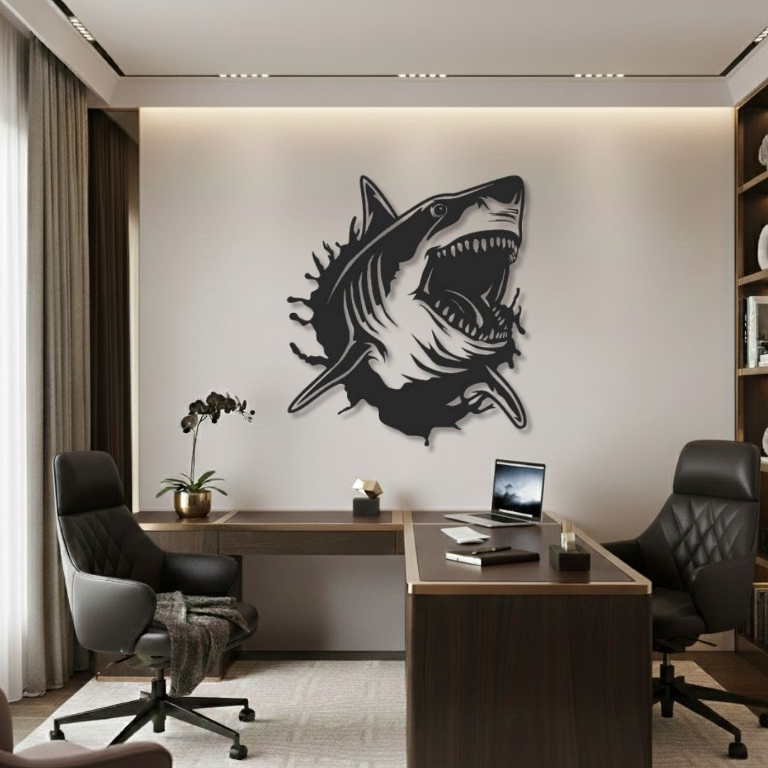 Cap de Rechin 3D - Tablou Contur Metalic