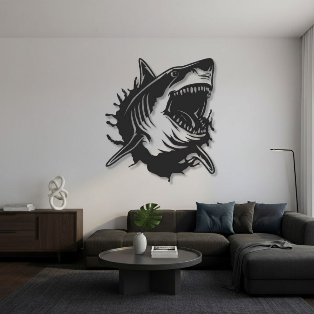 Cap de Rechin 3D - Tablou Contur Metalic