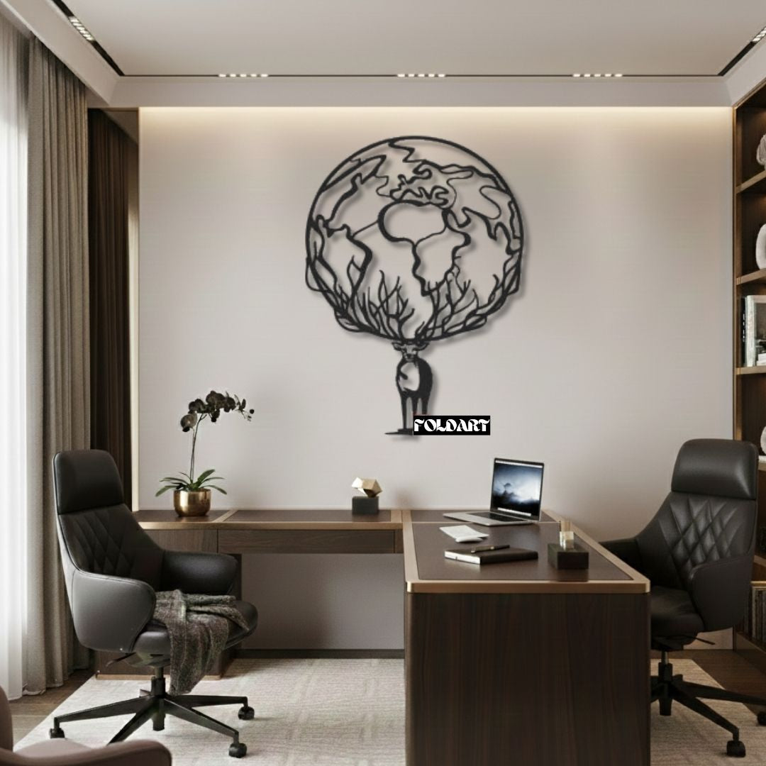 Cerb ce sustine Pamantul - Tablou Contur Metalic - FOLDART