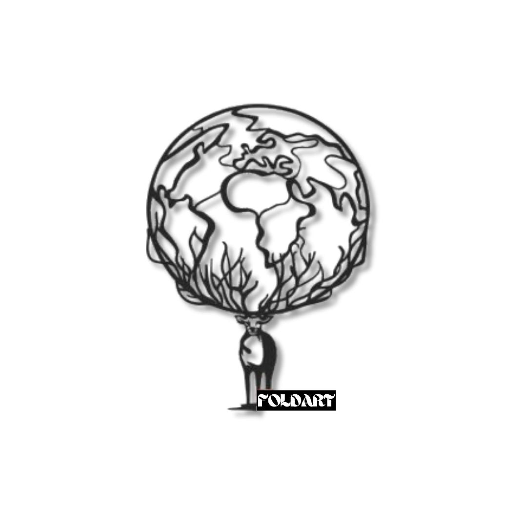 Cerb ce sustine Pamantul - Tablou Contur Metalic - FOLDART