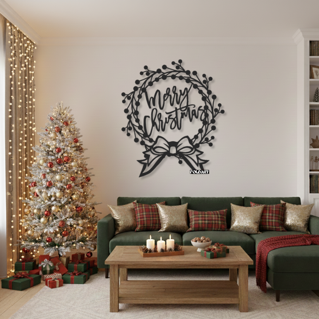 Coronita Merry Christmas - Tablou Contur Metalic - FOLDART