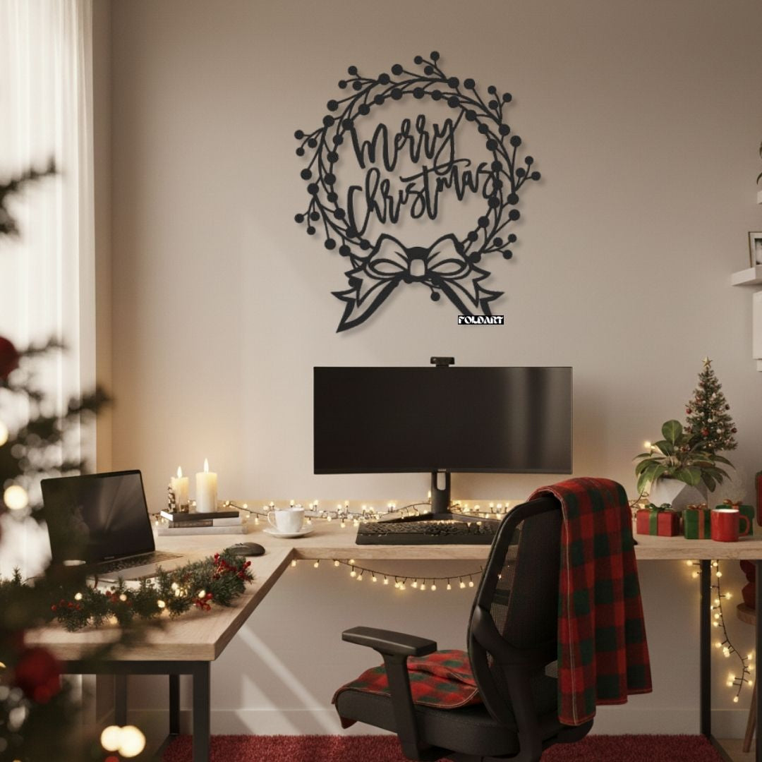 Coronita Merry Christmas - Tablou Contur Metalic - FOLDART