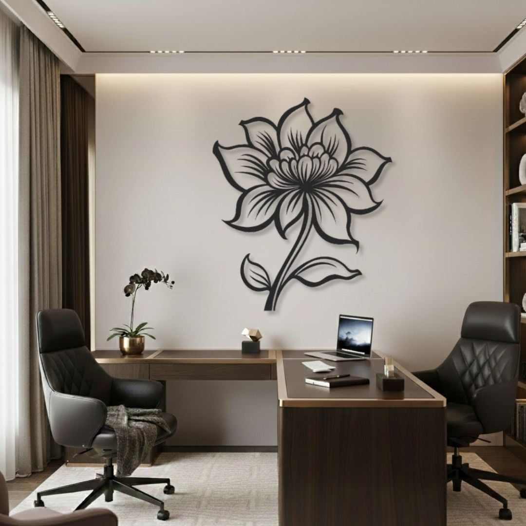 Floare Mare Stilizata - Tablou Contur Metalic - FOLDART