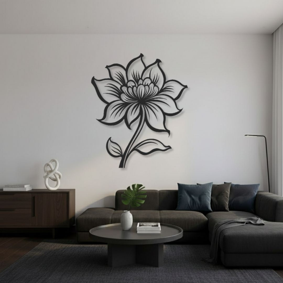 Floare Mare Stilizata - Tablou Contur Metalic - FOLDART