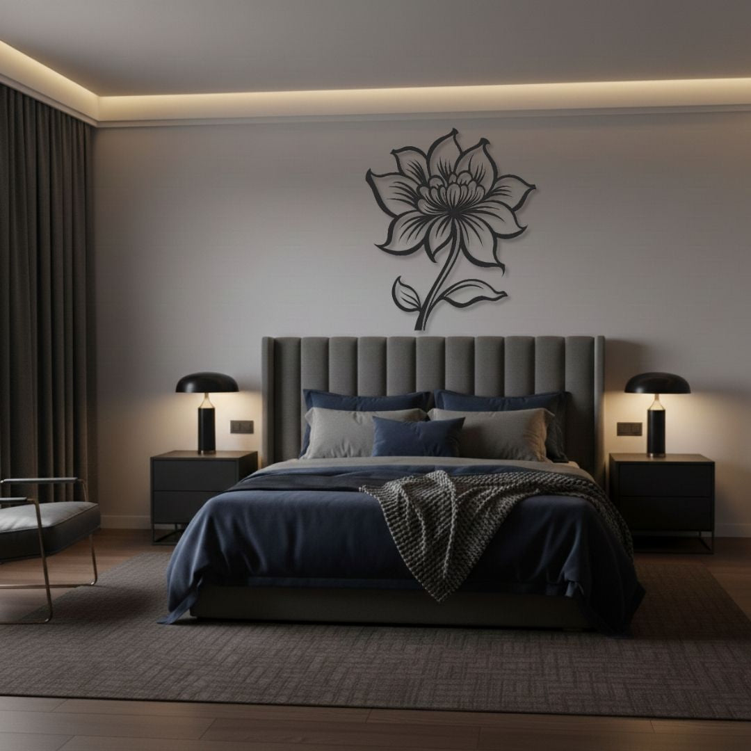 Floare Mare Stilizata - Tablou Contur Metalic - FOLDART