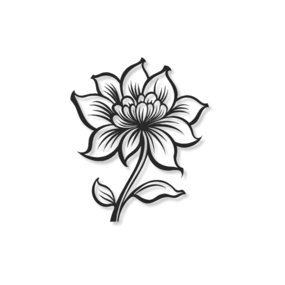 Floare Mare Stilizata - Tablou Contur Metalic - FOLDART