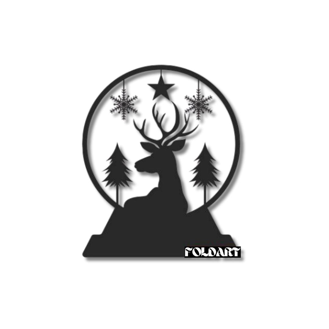 Glob Cerb si Brad - Tablou Contur Metalic - FOLDART