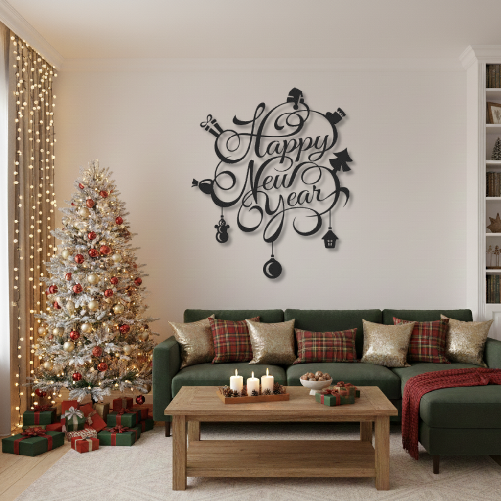 Happy New Year - Tablou Contur Metalic - FOLDART