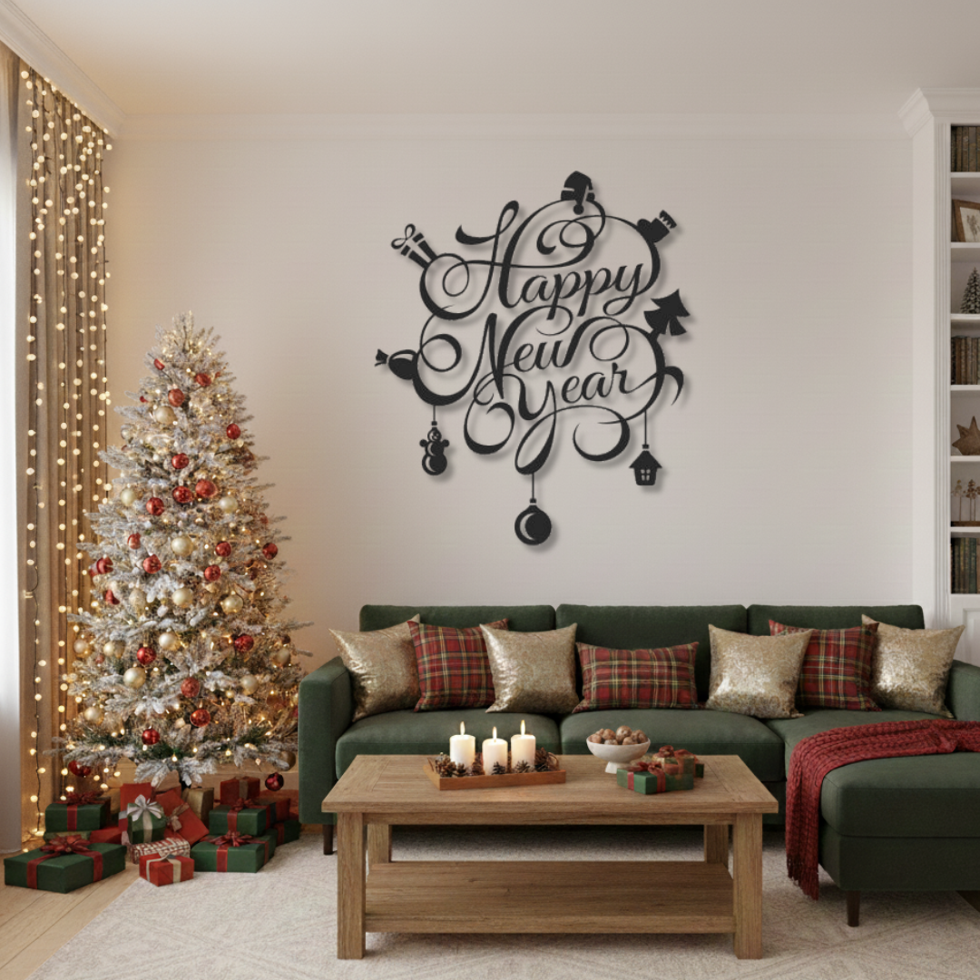 Happy New Year - Tablou Contur Metalic - FOLDART