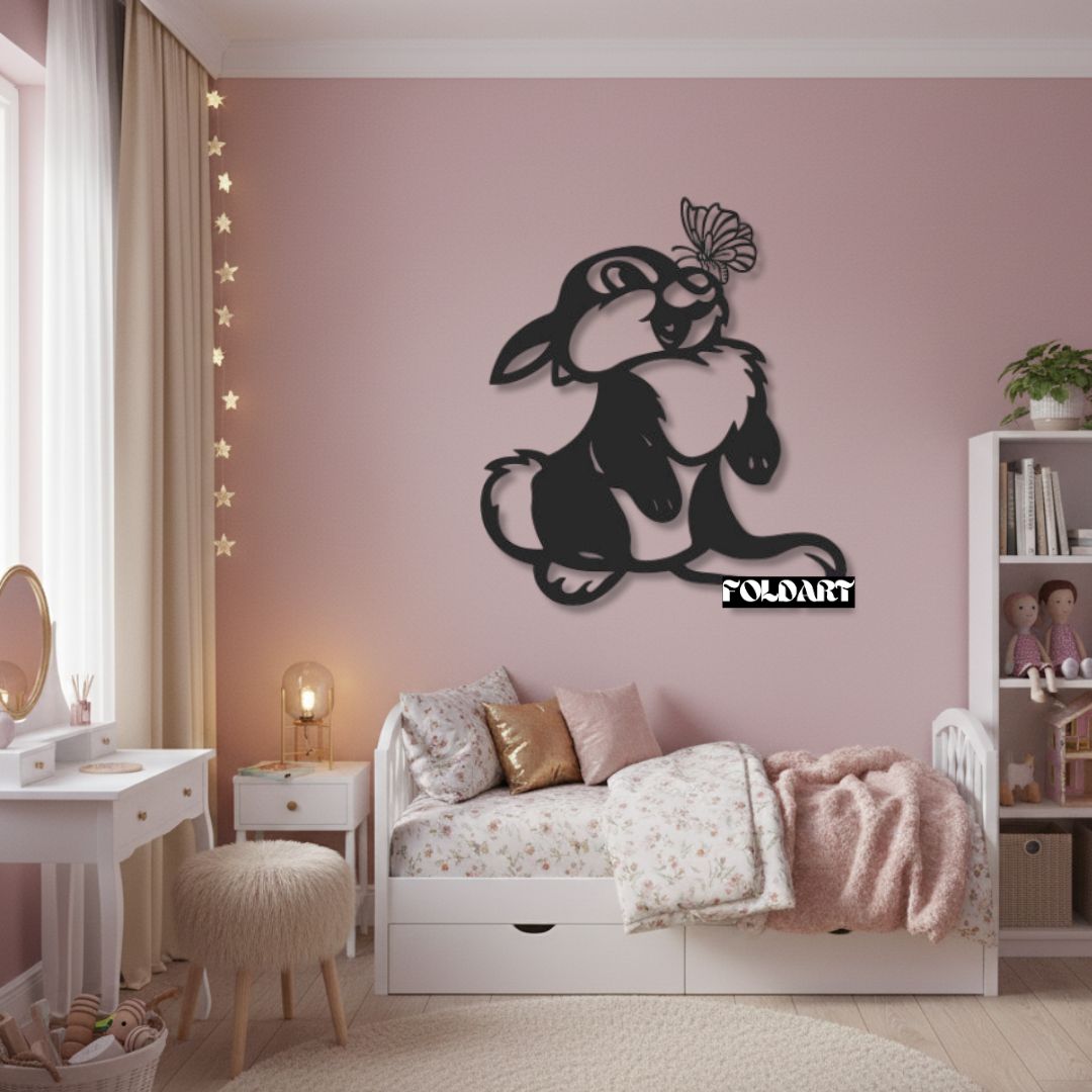 Iepuras cu Fluture - Tablou Contur Metalic - FOLDART