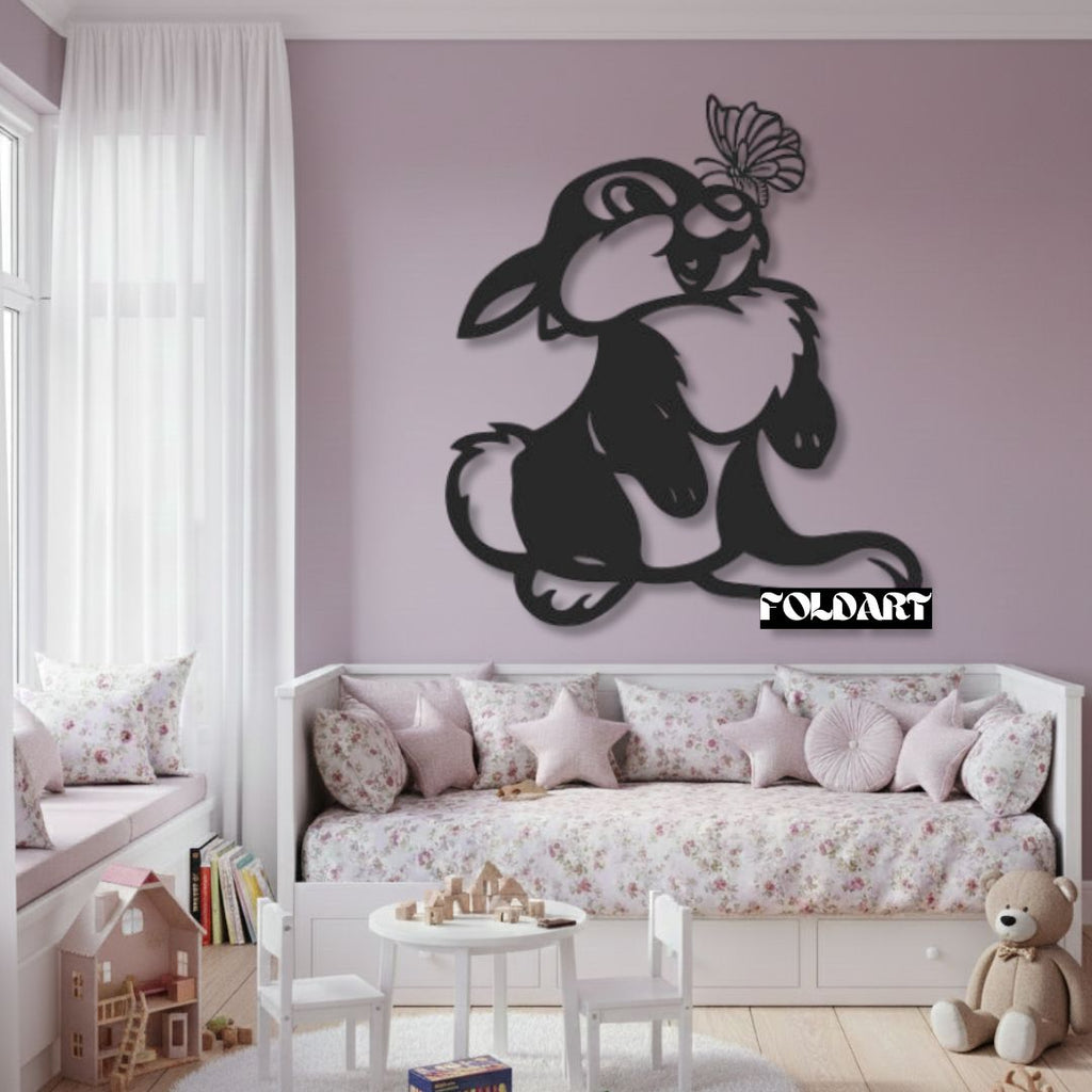 Iepuras cu Fluture - Tablou Contur Metalic - FOLDART