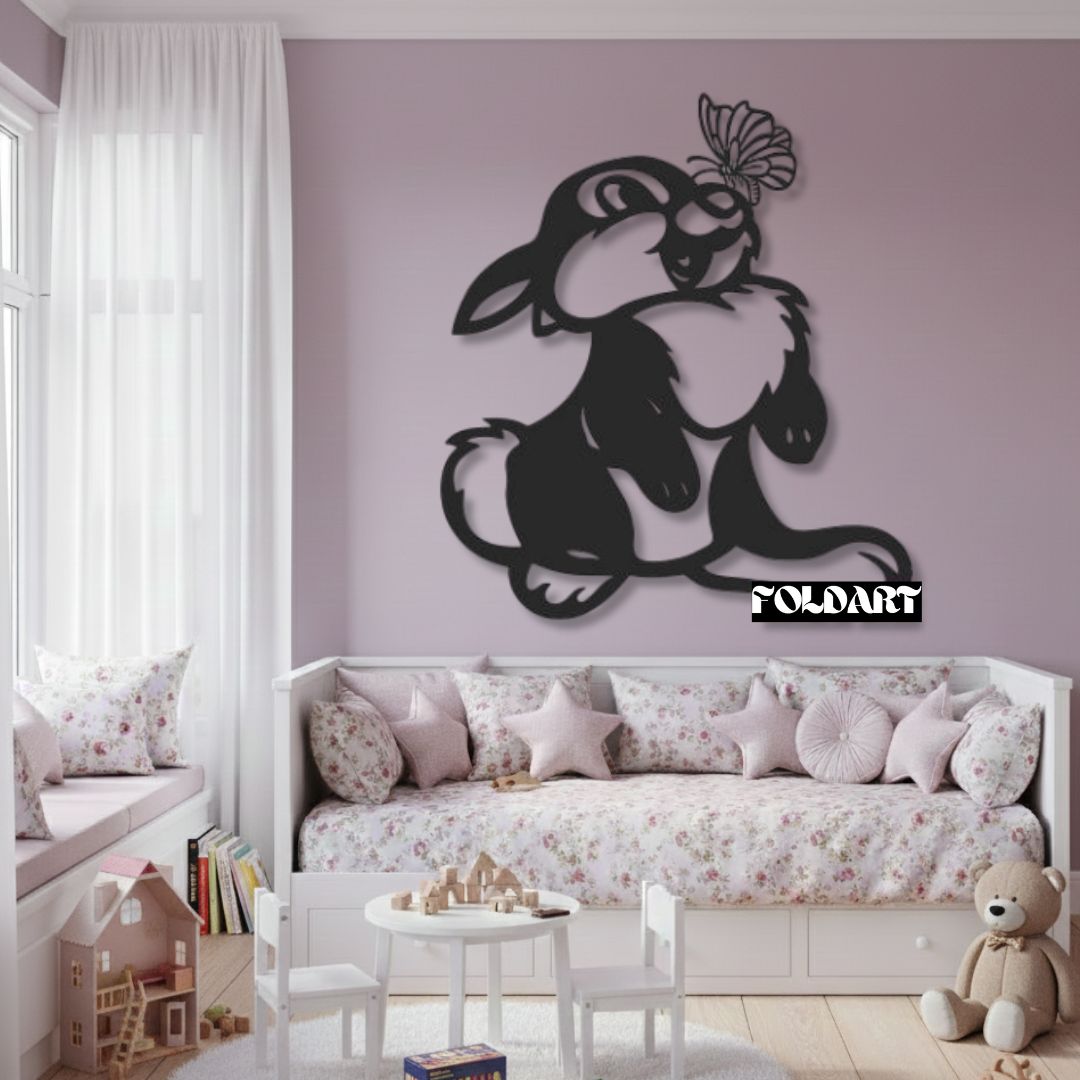 Iepuras cu Fluture - Tablou Contur Metalic - FOLDART