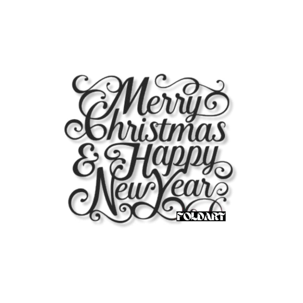 Merry Christmas Happy New Year - Tablou Contur Metalic - FOLDART